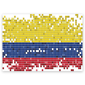 Поздравительная открытка с принтом Флаг Колумбии в Новосибирске, 100% бумага | плотность бумаги 280 г/м2, матовая, на обратной стороне линовка и место для марки
 | пиксельный