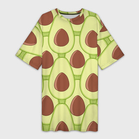 Платье-футболка 3D с принтом Авокадо в Новосибирске,  |  | avocado | food | fruit | pattern | vegan | vegetarian | авокадо | веган | вегетарианство | еда | паттерн | правильное питание | фрукт