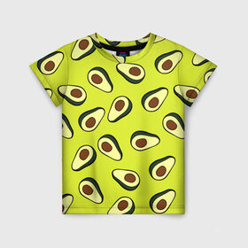 Детская футболка 3D с принтом Авокадо в Новосибирске, 100% гипоаллергенный полиэфир | прямой крой, круглый вырез горловины, длина до линии бедер, чуть спущенное плечо, ткань немного тянется | avocado | food | fruit | pattern | vegan | vegetarian | авокадо | веган | вегетарианство | еда | паттерн | правильное питание | фрукт