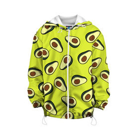 Детская куртка 3D с принтом Авокадо в Новосибирске, 100% полиэстер | застежка — молния, подол и капюшон оформлены резинкой с фиксаторами, по бокам — два кармана без застежек, один потайной карман на груди, плотность верхнего слоя — 90 г/м2; плотность флисового подклада — 260 г/м2 | Тематика изображения на принте: avocado | food | fruit | pattern | vegan | vegetarian | авокадо | веган | вегетарианство | еда | паттерн | правильное питание | фрукт