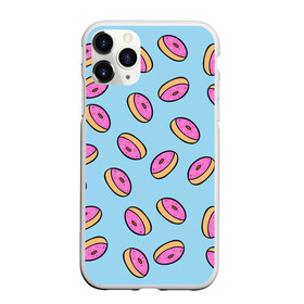 Чехол для iPhone 11 Pro матовый с принтом Пончики в Новосибирске, Силикон |  | Тематика изображения на принте: doughnut | food | pattern | sweet | vegan | vegetarian | веган | вегетарианство | еда | паттерн | пончик | сладкое