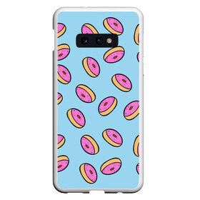 Чехол для Samsung S10E с принтом Пончики в Новосибирске, Силикон | Область печати: задняя сторона чехла, без боковых панелей | Тематика изображения на принте: doughnut | food | pattern | sweet | vegan | vegetarian | веган | вегетарианство | еда | паттерн | пончик | сладкое