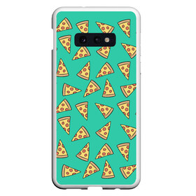 Чехол для Samsung S10E с принтом Pizza в Новосибирске, Силикон | Область печати: задняя сторона чехла, без боковых панелей | food | pattern | pizza | vegan | vegetarian | веган | вегетарианство | еда | паттерн | пицца