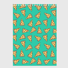 Скетчбук с принтом Pizza в Новосибирске, 100% бумага
 | 48 листов, плотность листов — 100 г/м2, плотность картонной обложки — 250 г/м2. Листы скреплены сверху удобной пружинной спиралью | food | pattern | pizza | vegan | vegetarian | веган | вегетарианство | еда | паттерн | пицца