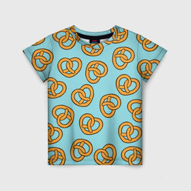 Детская футболка 3D с принтом Сердца Крендельки в Новосибирске, 100% гипоаллергенный полиэфир | прямой крой, круглый вырез горловины, длина до линии бедер, чуть спущенное плечо, ткань немного тянется | food | hearts | love | pattern | pretzels | vegetarian | вегетарианство | еда | крендели | любовь | паттерн | правильное питание | претцели | сердца