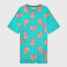 Платье-футболка 3D с принтом Ice cream Watermelon в Новосибирске,  |  | food | ice cream | pattern | sweet | vegetarian | watermelon | арбуз | вегетарианство | еда | мороженое | паттерн | правильное питание | сладкое