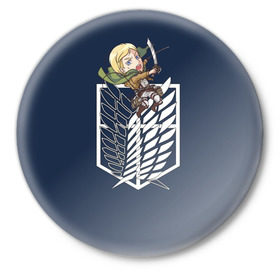 Значок с принтом Эрвин Смит в Новосибирске,  металл | круглая форма, металлическая застежка в виде булавки | аниме | атака титанов | смит | чиби | эрвин