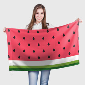 Флаг 3D с принтом Арбузная в Новосибирске, 100% полиэстер | плотность ткани — 95 г/м2, размер — 67 х 109 см. Принт наносится с одной стороны | food | pattern | vegan | vegetarian | watermelon | арбуз | веган | вегетарианство | еда | паттерн