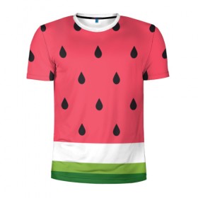 Мужская футболка 3D спортивная с принтом Арбузная в Новосибирске, 100% полиэстер с улучшенными характеристиками | приталенный силуэт, круглая горловина, широкие плечи, сужается к линии бедра | food | pattern | vegan | vegetarian | watermelon | арбуз | веган | вегетарианство | еда | паттерн