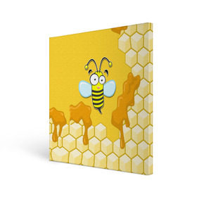 Холст квадратный с принтом Пчелка в Новосибирске, 100% ПВХ |  | Тематика изображения на принте: животные | лето | мед | насекомые | природа | пчела | пчелка | соты