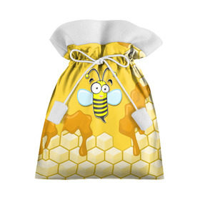 Подарочный 3D мешок с принтом Пчелка в Новосибирске, 100% полиэстер | Размер: 29*39 см | Тематика изображения на принте: животные | лето | мед | насекомые | природа | пчела | пчелка | соты