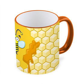 Кружка 3D с принтом Пчелка в Новосибирске, керамика | ёмкость 330 мл | Тематика изображения на принте: животные | лето | мед | насекомые | природа | пчела | пчелка | соты