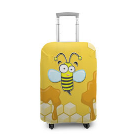 Чехол для чемодана 3D с принтом Пчелка в Новосибирске, 86% полиэфир, 14% спандекс | двустороннее нанесение принта, прорези для ручек и колес | Тематика изображения на принте: животные | лето | мед | насекомые | природа | пчела | пчелка | соты