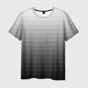 Мужская футболка 3D с принтом Серые полосы в Новосибирске, 100% полиэфир | прямой крой, круглый вырез горловины, длина до линии бедер | белый | градиент | минимализм | полосы | серый | черный