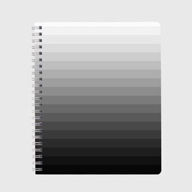 Тетрадь с принтом Серые полосы в Новосибирске, 100% бумага | 48 листов, плотность листов — 60 г/м2, плотность картонной обложки — 250 г/м2. Листы скреплены сбоку удобной пружинной спиралью. Уголки страниц и обложки скругленные. Цвет линий — светло-серый
 | белый | градиент | минимализм | полосы | серый | черный
