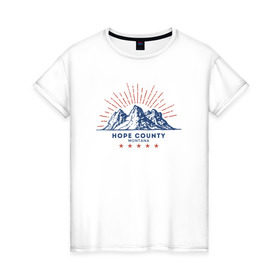 Женская футболка хлопок с принтом Hope County в Новосибирске, 100% хлопок | прямой крой, круглый вырез горловины, длина до линии бедер, слегка спущенное плечо | Тематика изображения на принте: far cry 5 | фар край