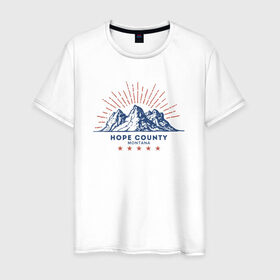 Мужская футболка хлопок с принтом Hope County в Новосибирске, 100% хлопок | прямой крой, круглый вырез горловины, длина до линии бедер, слегка спущенное плечо. | far cry 5 | фар край
