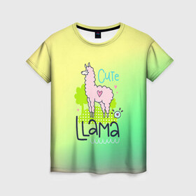 Женская футболка 3D с принтом LAMA в Новосибирске, 100% полиэфир ( синтетическое хлопкоподобное полотно) | прямой крой, круглый вырез горловины, длина до линии бедер | girl | lama | life | name | букет | девочки | дети | животные | лама | позитив | радуга | смайл | счастье