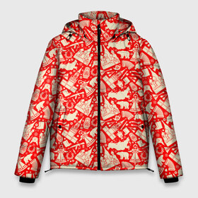 Мужская зимняя куртка 3D с принтом Русские символы в Новосибирске, верх — 100% полиэстер; подкладка — 100% полиэстер; утеплитель — 100% полиэстер | длина ниже бедра, свободный силуэт Оверсайз. Есть воротник-стойка, отстегивающийся капюшон и ветрозащитная планка. 

Боковые карманы с листочкой на кнопках и внутренний карман на молнии. | балалайка | валенки | гармошка | знак | изба | камуфляж | кокошник | кремль | матрешка | медведь | российский | россия | русская | русский | русь | рябина | самовар | символ | стереотипы | ушанка