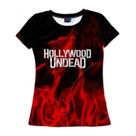 Женская футболка 3D с принтом Hollywood Undead в Новосибирске, 100% полиэфир ( синтетическое хлопкоподобное полотно) | прямой крой, круглый вырез горловины, длина до линии бедер | hollywood undead | punk | rock | альтернативный хип хоп | группа | инди поп | музыка | музыкальное произведение | ноты | панк | регги | рок | синти поп
