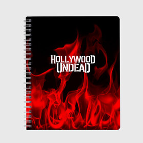 Тетрадь с принтом Hollywood Undead в Новосибирске, 100% бумага | 48 листов, плотность листов — 60 г/м2, плотность картонной обложки — 250 г/м2. Листы скреплены сбоку удобной пружинной спиралью. Уголки страниц и обложки скругленные. Цвет линий — светло-серый
 | hollywood undead | punk | rock | альтернативный хип хоп | группа | инди поп | музыка | музыкальное произведение | ноты | панк | регги | рок | синти поп