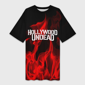 Платье-футболка 3D с принтом Hollywood Undead в Новосибирске,  |  | hollywood undead | punk | rock | альтернативный хип хоп | группа | инди поп | музыка | музыкальное произведение | ноты | панк | регги | рок | синти поп