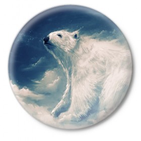 Значок с принтом Небо в Новосибирске,  металл | круглая форма, металлическая застежка в виде булавки | animal | bear | животное | зверь | медведь | миша | россия