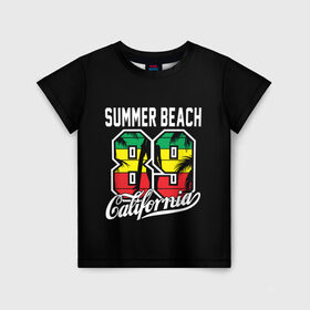 Детская футболка 3D с принтом Калифорния в Новосибирске, 100% гипоаллергенный полиэфир | прямой крой, круглый вырез горловины, длина до линии бедер, чуть спущенное плечо, ткань немного тянется | beach | cali | california | summer | usa | для отдыха | для отпуска | калифорния | летние | лето | море | океан | отпуск | пальмы | пляж | сша