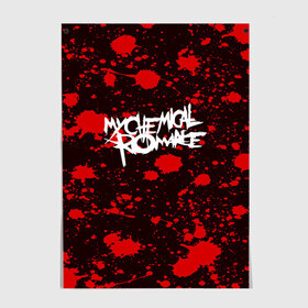 Постер с принтом My Chemical Romance в Новосибирске, 100% бумага
 | бумага, плотность 150 мг. Матовая, но за счет высокого коэффициента гладкости имеет небольшой блеск и дает на свету блики, но в отличии от глянцевой бумаги не покрыта лаком | my chemical romance | punk | rock | альтернативный хип хоп | группа | инди поп | музыка | музыкальное произведение | ноты | панк | регги | рок | синти поп