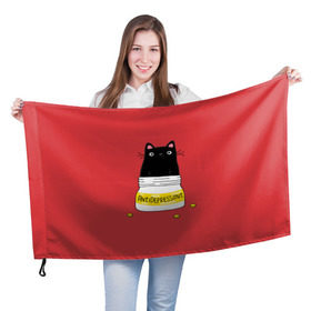 Флаг 3D с принтом Аntidepressant в Новосибирске, 100% полиэстер | плотность ткани — 95 г/м2, размер — 67 х 109 см. Принт наносится с одной стороны | antidepressant | cat | кот | коты | кошка | милый | с котами | с надписью | с приколом | черный кот