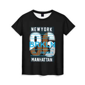 Женская футболка 3D с принтом Бруклин Нью-Йорк в Новосибирске, 100% полиэфир ( синтетическое хлопкоподобное полотно) | прямой крой, круглый вырез горловины, длина до линии бедер | brooklyn | new york | urban | бронкс | бруклин | манхеттен | манхэттен | нью йорк | сша | урбан | урбан стиль | штаты