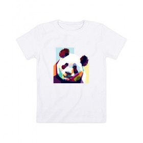 Детская футболка хлопок с принтом Панда в Новосибирске, 100% хлопок | круглый вырез горловины, полуприлегающий силуэт, длина до линии бедер | абстракция | медведь | медведь абстракция | панда | панда абстракция | панды | с абстракцией | с медведем | с пандой