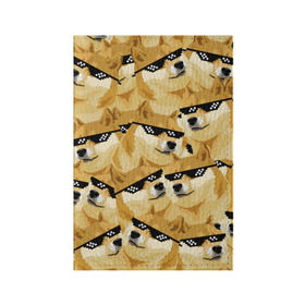Обложка для паспорта матовая кожа с принтом Doge мем в deal with it очках в Новосибирске, натуральная матовая кожа | размер 19,3 х 13,7 см; прозрачные пластиковые крепления | deal with it очки | doge | meme | мем | мемы | сиба ину | сиба ину мем
