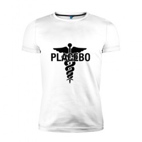 Мужская футболка премиум с принтом Placebo в Новосибирске, 92% хлопок, 8% лайкра | приталенный силуэт, круглый вырез ворота, длина до линии бедра, короткий рукав | Тематика изображения на принте: placebo | альтернативный | инди | индирок | плацебо | рок