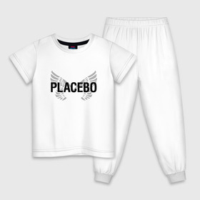 Детская пижама хлопок с принтом Placebo в Новосибирске, 100% хлопок |  брюки и футболка прямого кроя, без карманов, на брюках мягкая резинка на поясе и по низу штанин
 | Тематика изображения на принте: placebo | альтернативный | инди | индирок | плацебо | рок