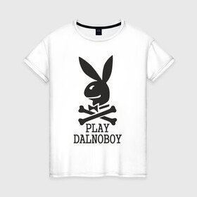 Женская футболка хлопок с принтом Play Dalnoboy (Дальнобойщики) в Новосибирске, 100% хлопок | прямой крой, круглый вырез горловины, длина до линии бедер, слегка спущенное плечо | Тематика изображения на принте: play dalnoboy | дальнобойщики