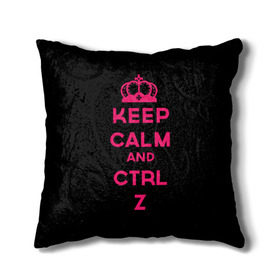 Подушка 3D с принтом Keep calm and ctrl z в Новосибирске, наволочка – 100% полиэстер, наполнитель – холлофайбер (легкий наполнитель, не вызывает аллергию). | состоит из подушки и наволочки. Наволочка на молнии, легко снимается для стирки | ctrl z | it | keep calm | будь спокоен | компьютер | корона | с надписью