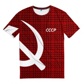Мужская футболка 3D с принтом СССР СПОРТ в Новосибирске, 100% полиэфир | прямой крой, круглый вырез горловины, длина до линии бедер | клетка | красный | молот | паттерн | серп
