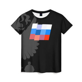 Женская футболка 3D с принтом Russia - Pixel Art в Новосибирске, 100% полиэфир ( синтетическое хлопкоподобное полотно) | прямой крой, круглый вырез горловины, длина до линии бедер | 0x000000123 | russia | team | россия