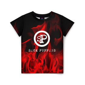 Детская футболка 3D с принтом SICK PUPPIES в Новосибирске, 100% гипоаллергенный полиэфир | прямой крой, круглый вырез горловины, длина до линии бедер, чуть спущенное плечо, ткань немного тянется | Тематика изображения на принте: 