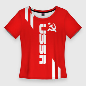 Женская футболка 3D Slim с принтом USSR SPORT в Новосибирске,  |  | fc | football | sport | ussr | звезда | красный | ленин | родина | сделано в ссср | серп и молот | союз | спорт | ссср | сталин | страна | текстура | футбол | цвет | шум