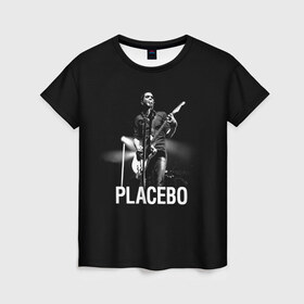 Женская футболка 3D с принтом Placebo в Новосибирске, 100% полиэфир ( синтетическое хлопкоподобное полотно) | прямой крой, круглый вырез горловины, длина до линии бедер | placebo | альтернативный | брайан молко | инди | индирок | плацебо | рок