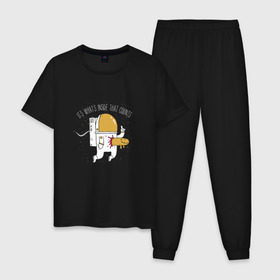Мужская пижама хлопок с принтом Чужой в Новосибирске, 100% хлопок | брюки и футболка прямого кроя, без карманов, на брюках мягкая резинка на поясе и по низу штанин
 | alien | facehugger | лицехват | хищник | чужой