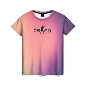Женская футболка 3D с принтом CsGo Градиент в Новосибирске, 100% полиэфир ( синтетическое хлопкоподобное полотно) | прямой крой, круглый вырез горловины, длина до линии бедер | cs go | csgo | global offensive | контр страйк | контра