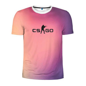Мужская футболка 3D спортивная с принтом CsGo Градиент в Новосибирске, 100% полиэстер с улучшенными характеристиками | приталенный силуэт, круглая горловина, широкие плечи, сужается к линии бедра | cs go | csgo | global offensive | контр страйк | контра
