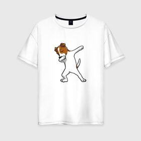 Женская футболка хлопок Oversize с принтом джек победитель в Новосибирске, 100% хлопок | свободный крой, круглый ворот, спущенный рукав, длина до линии бедер
 | джек | джек рассел | рассел | терьер