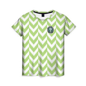 Женская футболка 3D с принтом Домашняя форма сборной Нигерии в Новосибирске, 100% полиэфир ( синтетическое хлопкоподобное полотно) | прямой крой, круглый вырез горловины, длина до линии бедер | чемпионат по футболу