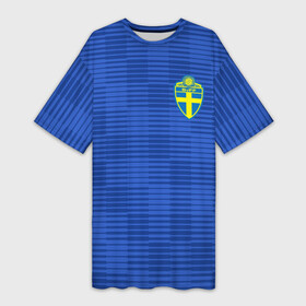 Платье-футболка 3D с принтом Швеция гостевая форма ЧМ 2018 в Новосибирске,  |  | гостевая форма | сборная швеции | футбольная форма | швеция