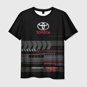 Мужская футболка 3D с принтом Toyota 1 в Новосибирске, 100% полиэфир | прямой крой, круглый вырез горловины, длина до линии бедер | car | toyota | абстракция | авто | графика | дизайн | полосы | протектор | пунктир | след шин | тойота
