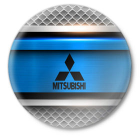 Значок с принтом MITSUBISHI SPORT в Новосибирске,  металл | круглая форма, металлическая застежка в виде булавки | 